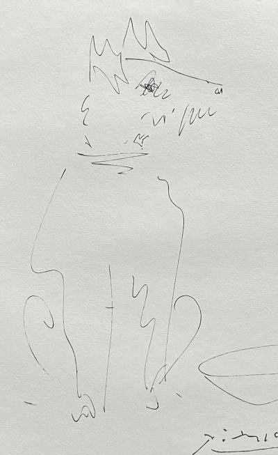 Pablo PICASSO - Chien assis, 1954 - Gravure signée dans la planche 2